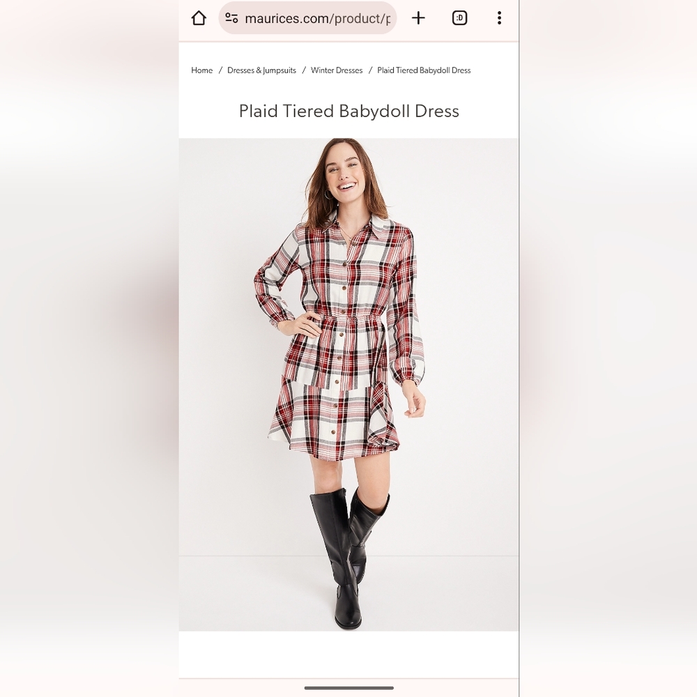 Plaid Tiered Baby Doll Dreas